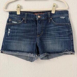 Joes Jeans Collectors Edition Distressed Denim Shorts Dark Wash Raw Hem Size 29